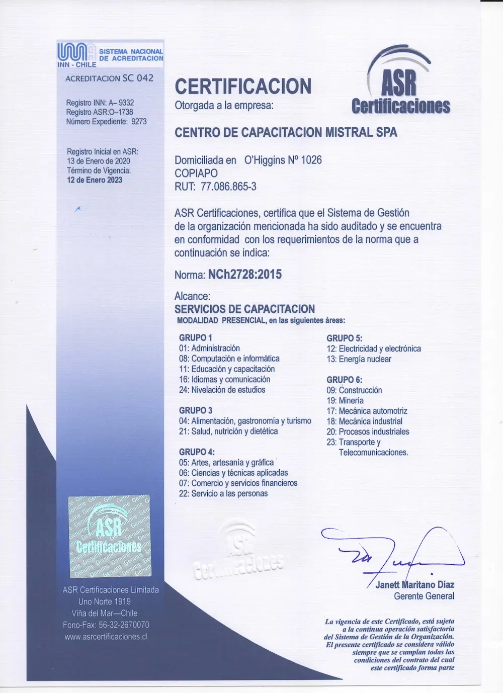 Certificado de Mistralotec